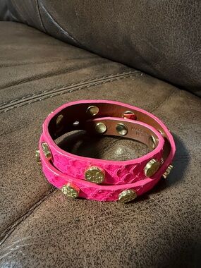 Tory Burch Double Tour Stud Bracelet In Neon Pink